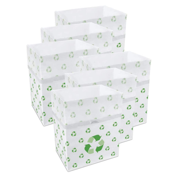 Clean Cubes 13 Gallon Disposable Sanitary Trash Cans & Recycling Bins, 6 Pack (Recycle)